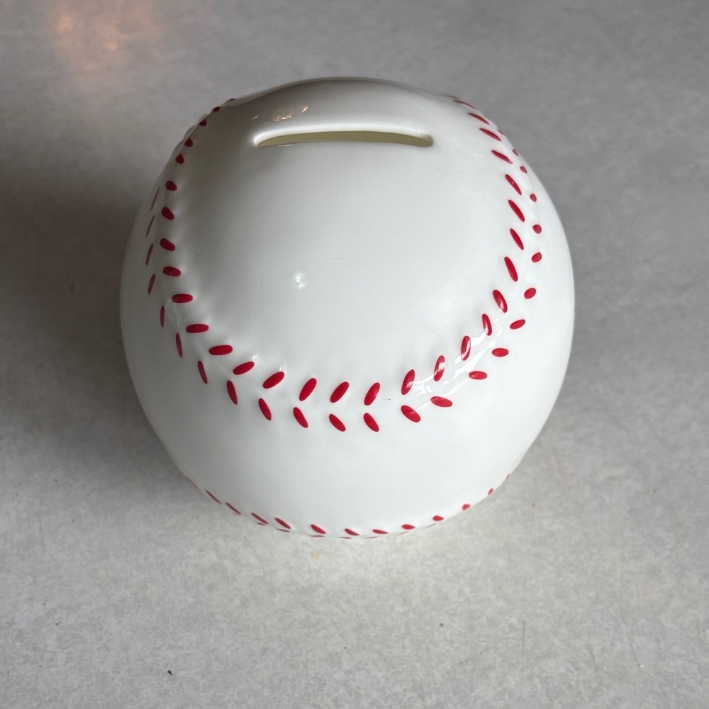 Tiffany & Co. White Ceramic Baseball Piggy Bank